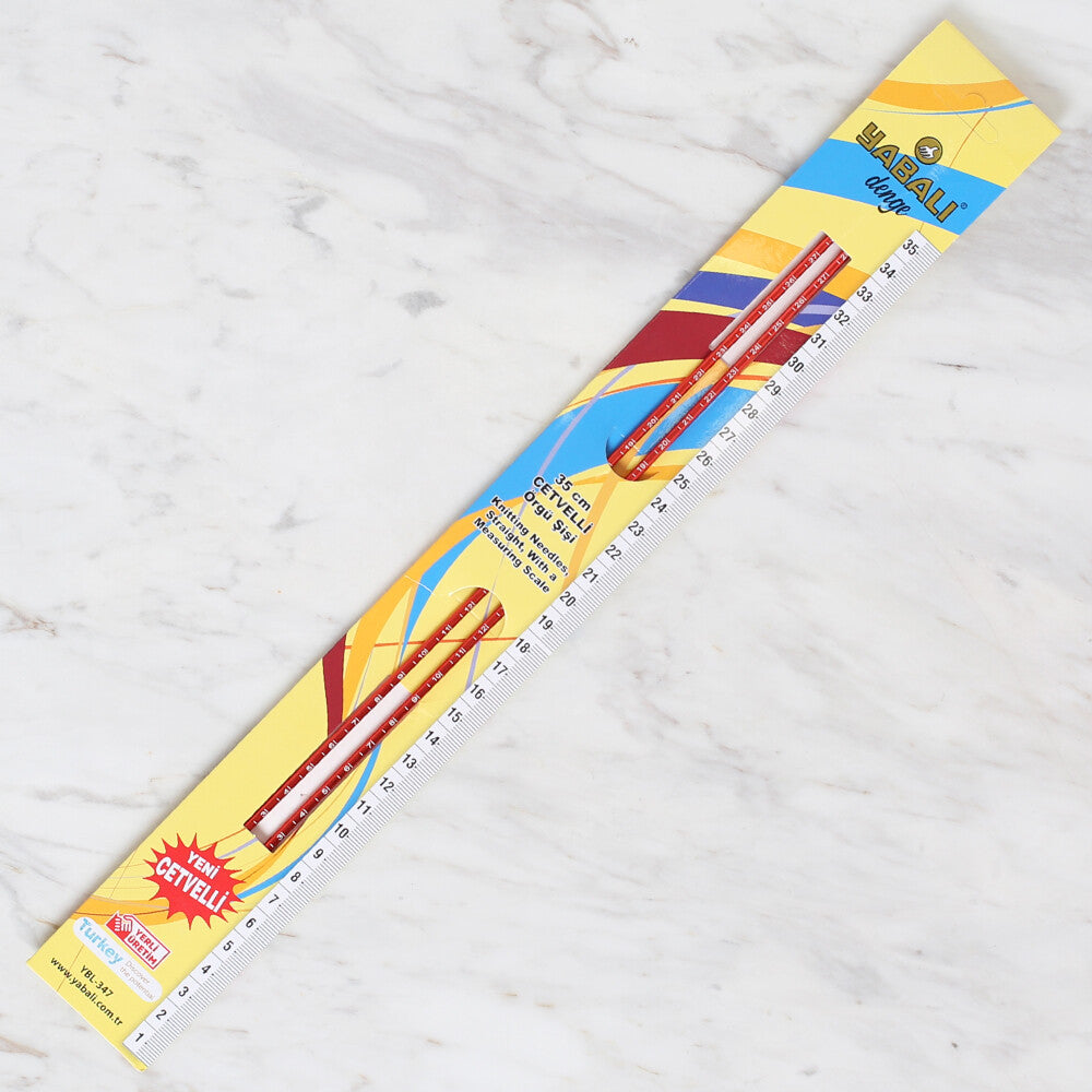 Yabalı 3.5 mm 35 cm Kırmızı Cetvelli Örgü Şişi - YBL-347